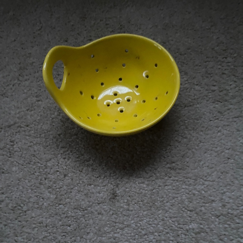 Creative CoOp Yellow Ceramic Bowl with Handle Berry Bowl